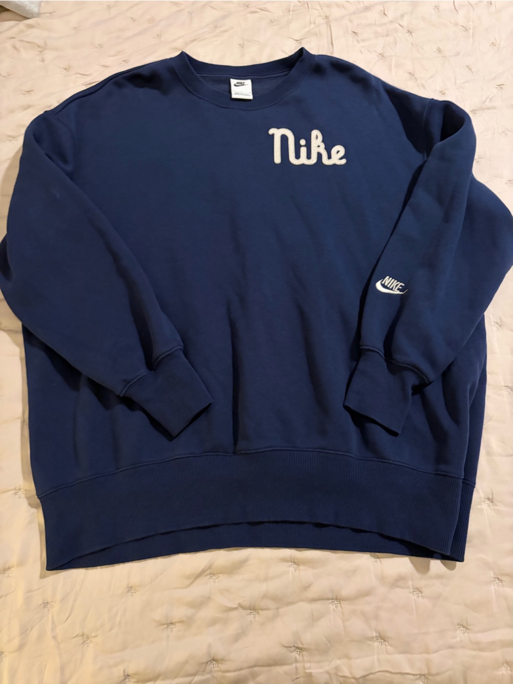 Nike Navy Blue Women's Sweatshirt Pullover with Script Logo
